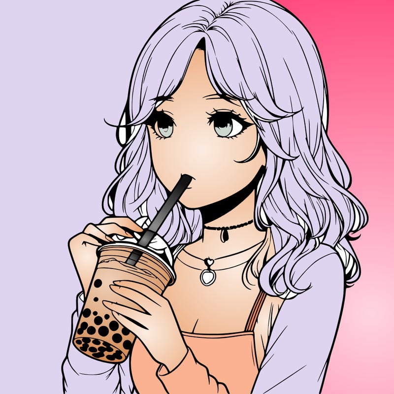 realistic girl drinking boba tea