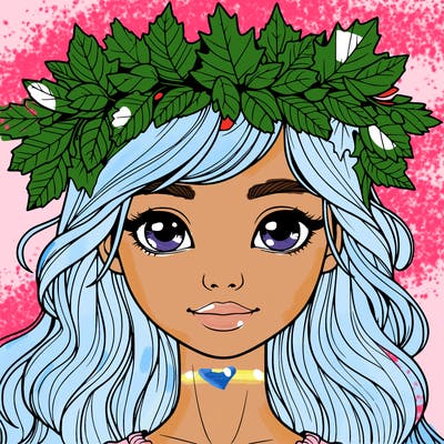 realistic girl with fall leaf crown