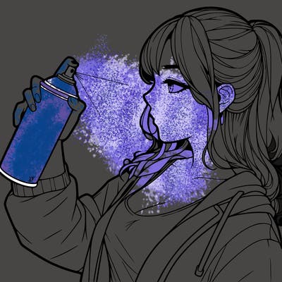 a realistic girl spray, painting