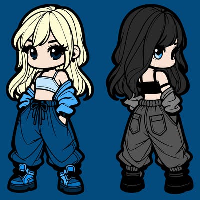 girl in crop top and baggy pants