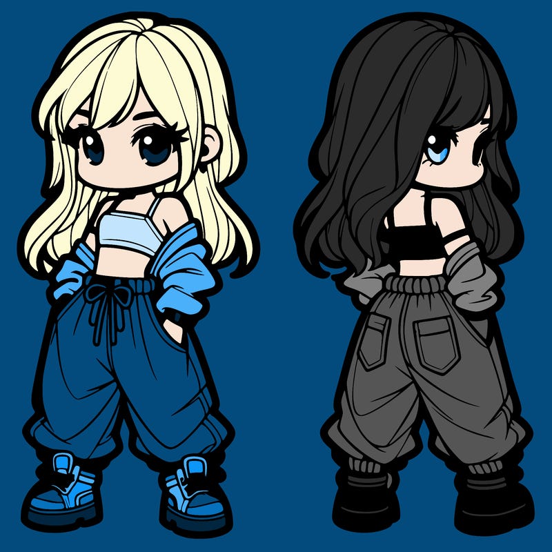 girl in crop top and baggy pants