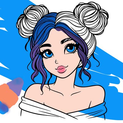 beautiful woman with hair buns