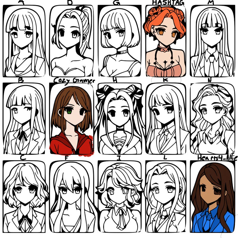 girls that look diffrent anime