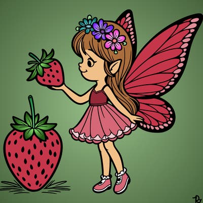 fairy with strawberry wings