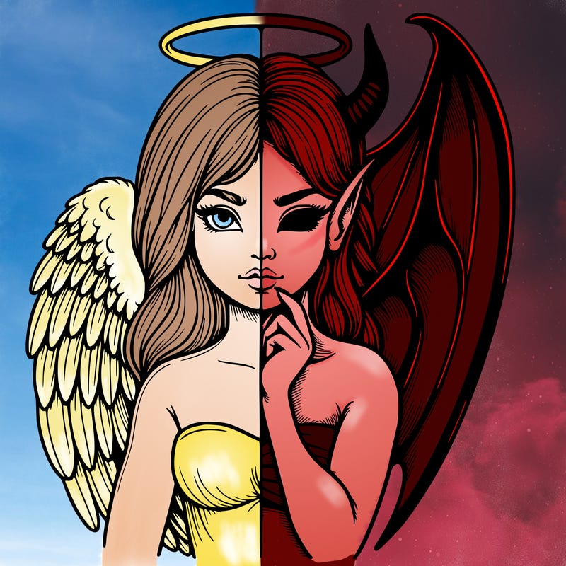 realistic angel half demon