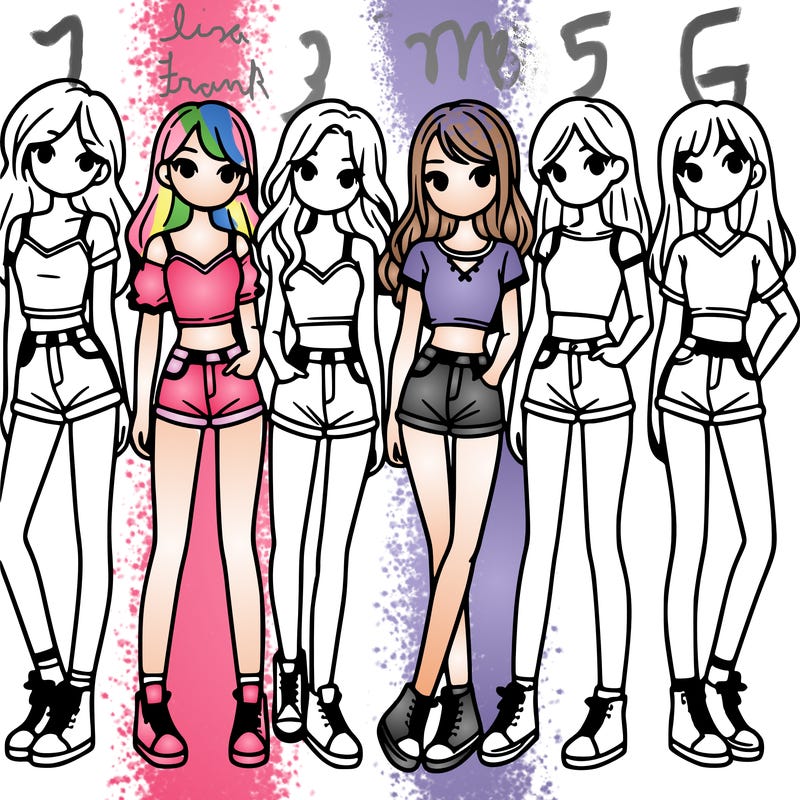 a group of girls wearing crop tops and shorts