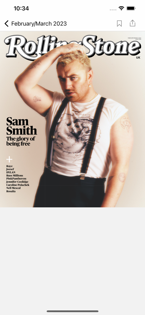 Rolling Stone UK - Copertina digitale della rivista Rolling Stone UK con l'artista Sam Smith