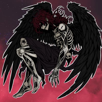 detailed fallen angel anime