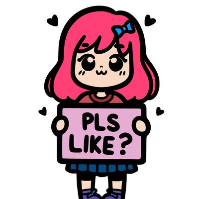 girl holding sign saying pls like?