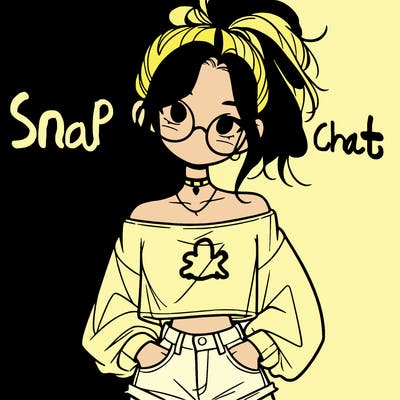 girl with a messy ponytail glasses a baggy crop top and jean shorts