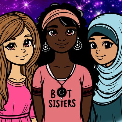 three sisters with a best sisters necklace