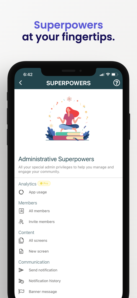 The Montessori App - Administrative dashboard in The Montessori App showing community management and communication tools