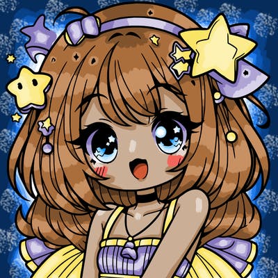 cute anime girl with star accessories