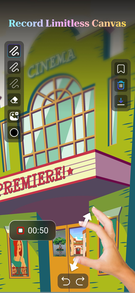 Recording a limitless canvas in the Endless Zoom art app interface