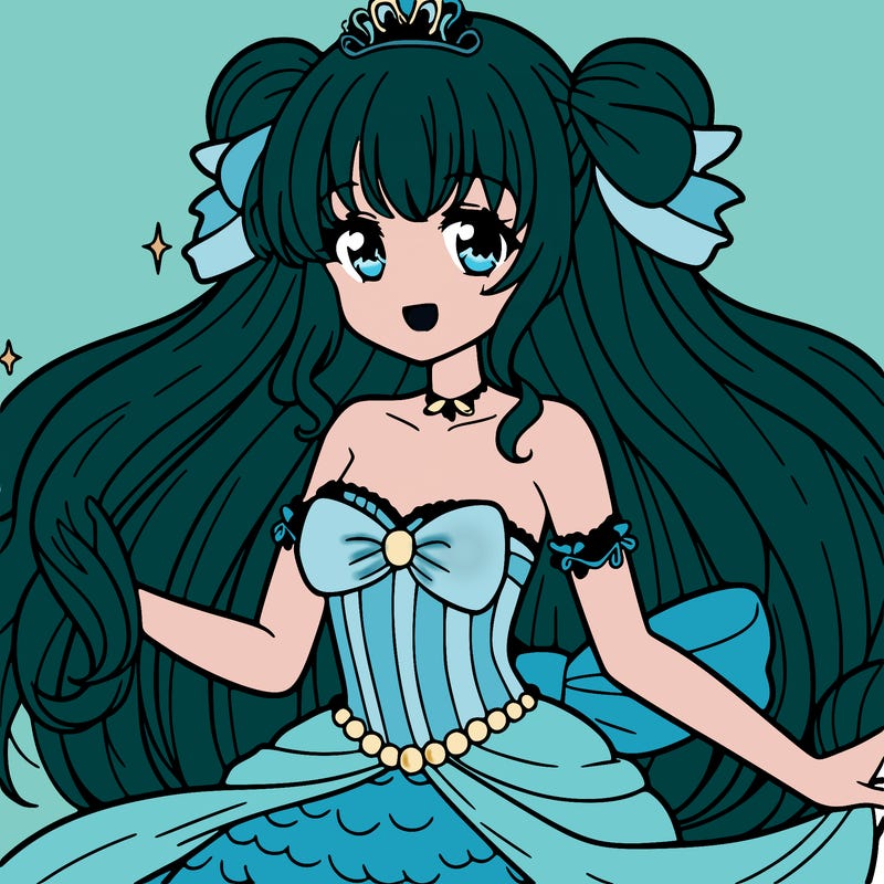 princess anime mermaid with bow
