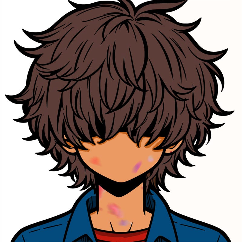 manga boy fluffy hair covering his eyes