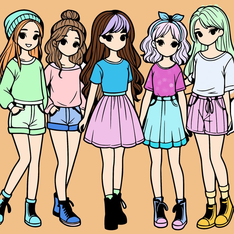 a group of five girls