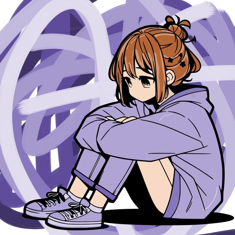 sad anime girl sitting alone