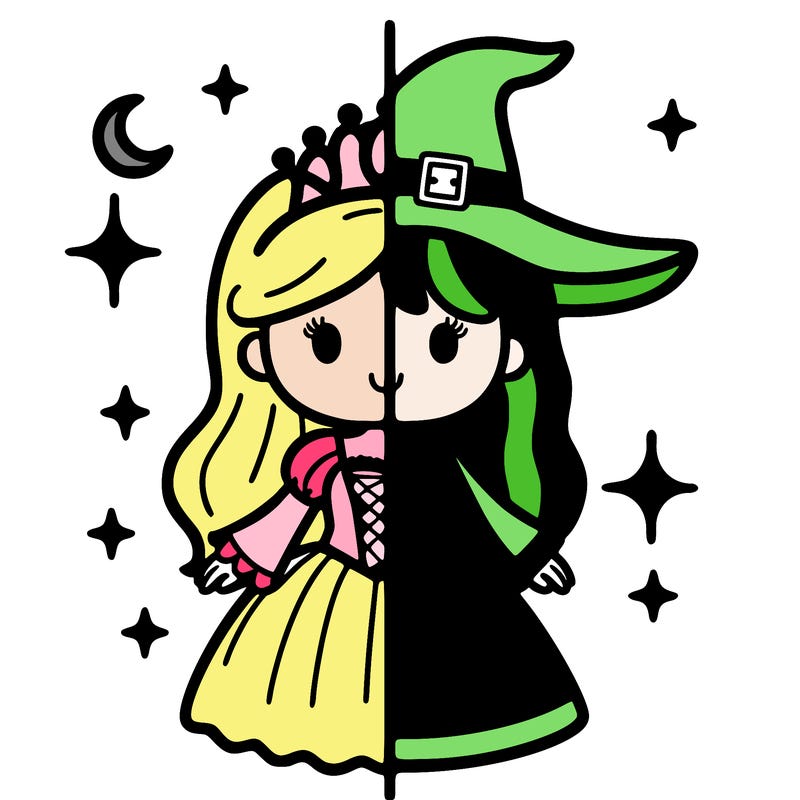 split princess and witch