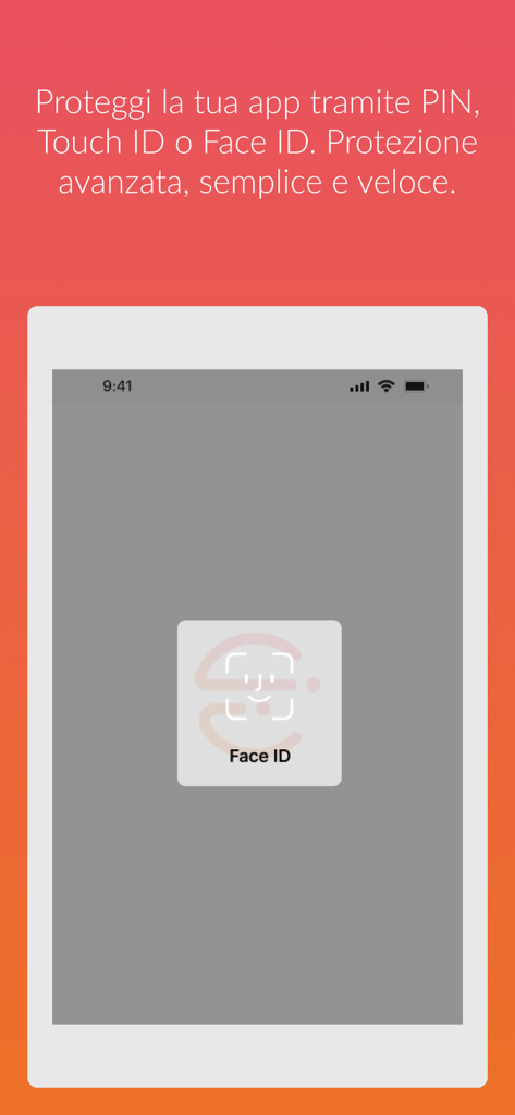 Aruba Fatturazione Elettronica - Pantalla de seguridad de la aplicación Aruba Fatturazione Elettronica que muestra la autenticación Face ID