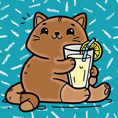 cat with orange juice