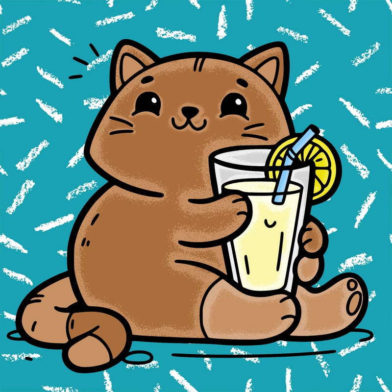 cat with orange juice