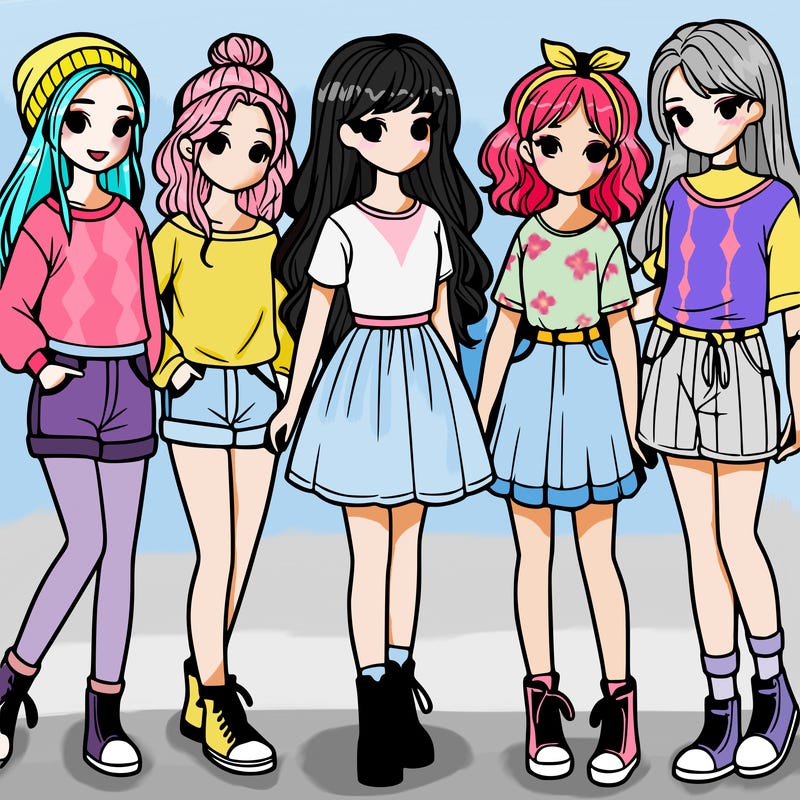 a group of five girls