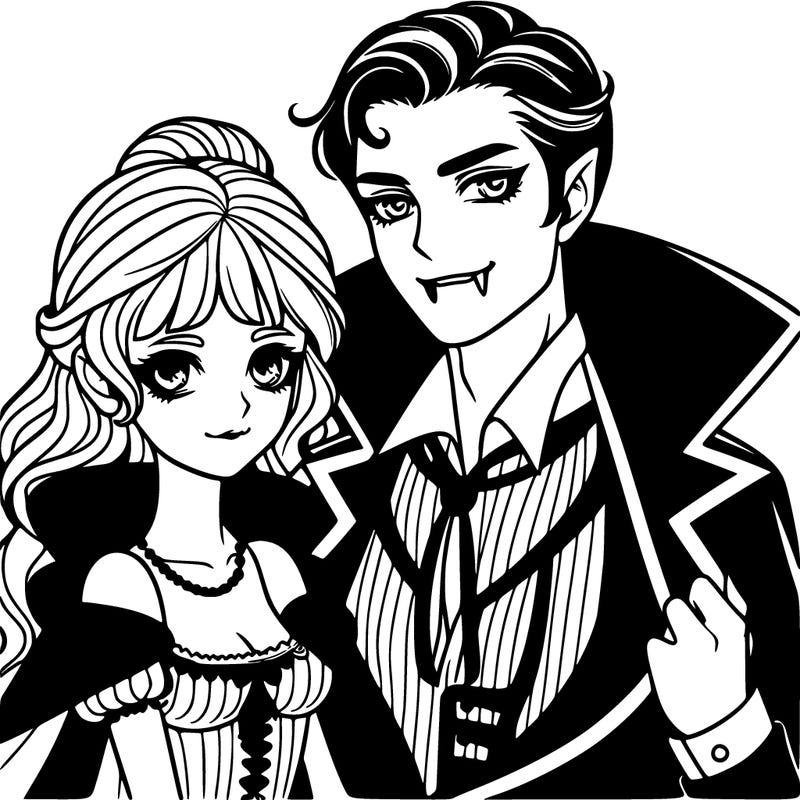 handsome vampire with beautiful girl