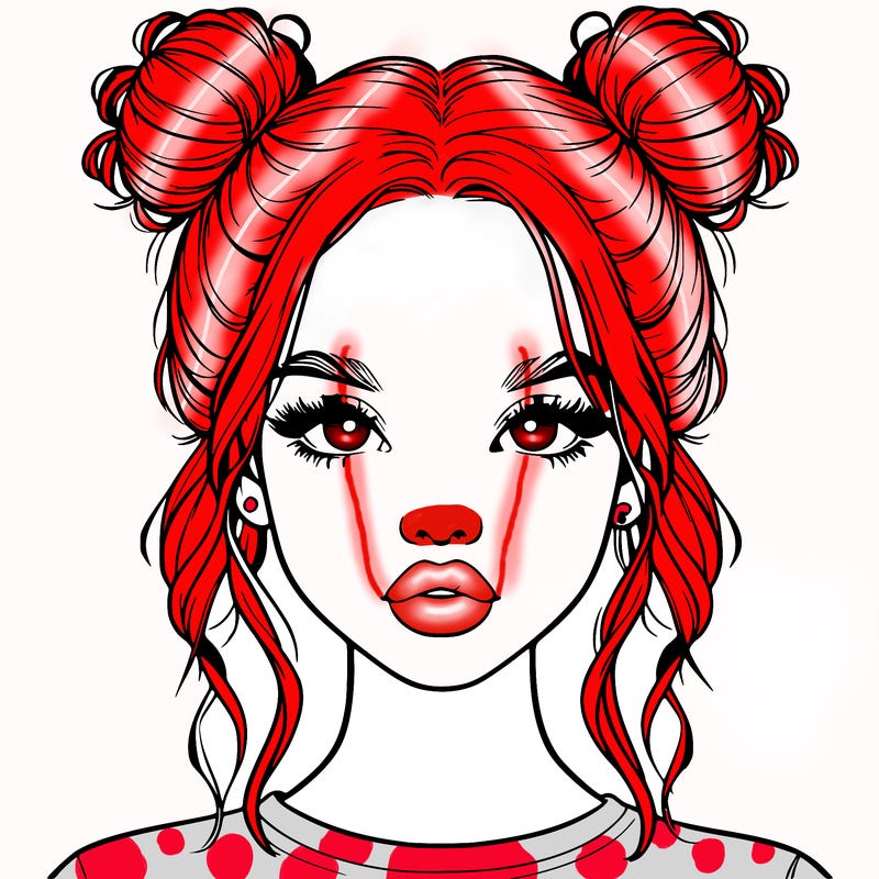 realistic girl with two buns in hair and lips