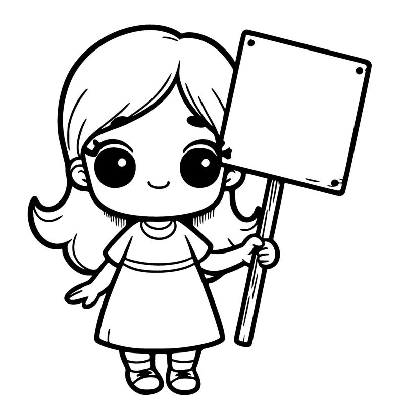 girl holding a sign
