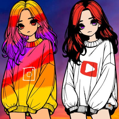 realistic girl with baggy sweater