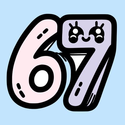 the numbers 67