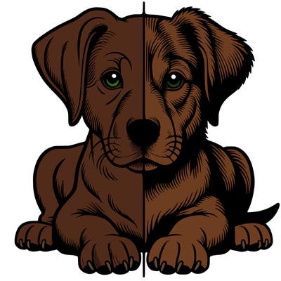 realistic dog split picture