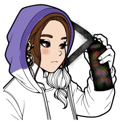 a realistic girl, spray painting
