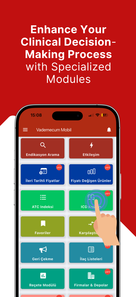 Vademecum Mobile: Guide - Vademecum Mobile app screen displaying various medical modules for clinical decision making