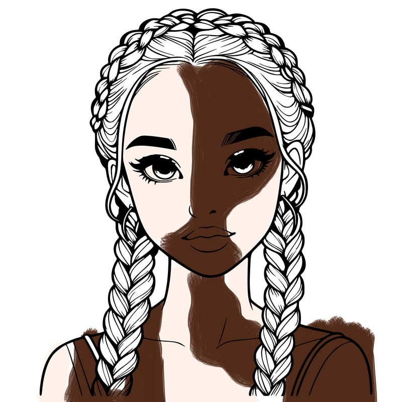 realistic girl with braids
