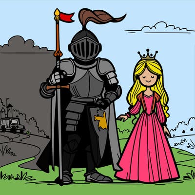 knight with fair maiden