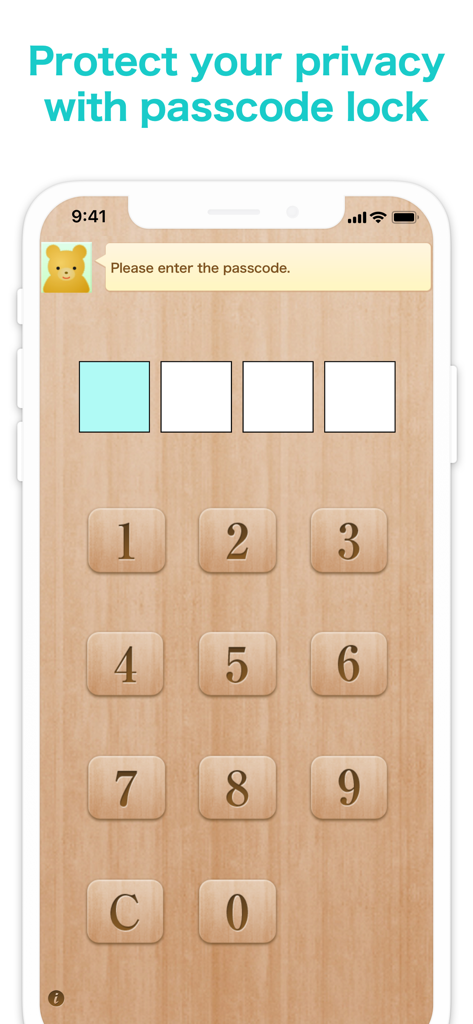 Simple Weight - Weight Loss - Passcode entry screen in the Simple Weight app for data privacy and protection.