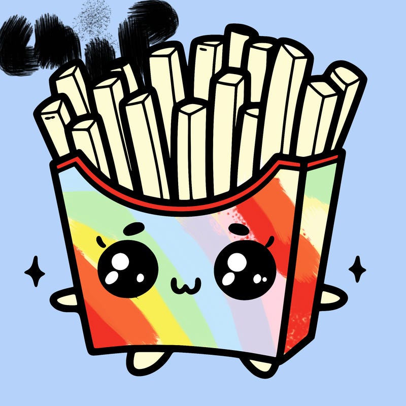a cute. french fries