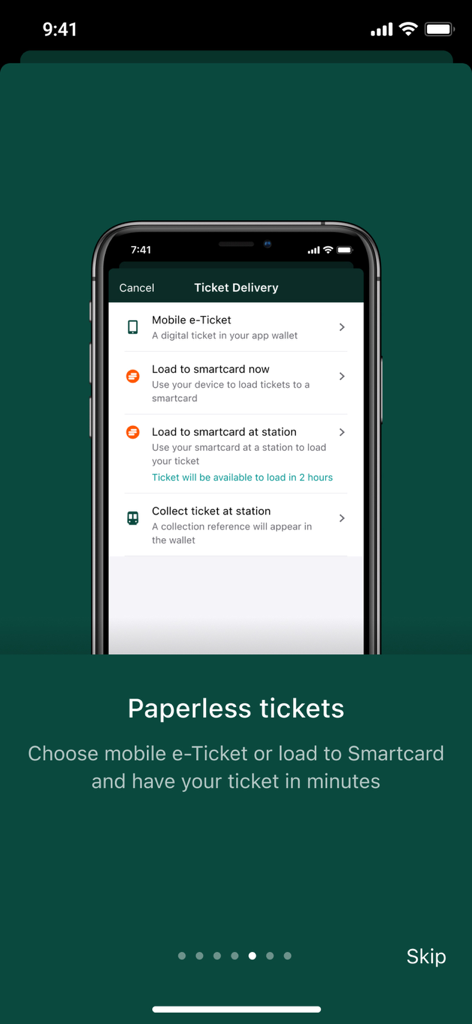 Great Western Railway app paperless tickets and delivery options screen