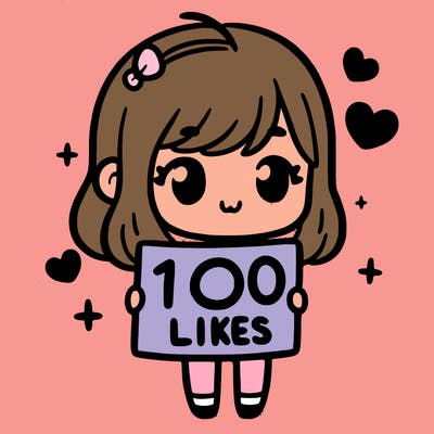 cute girl holding up a sign that says 100 likes