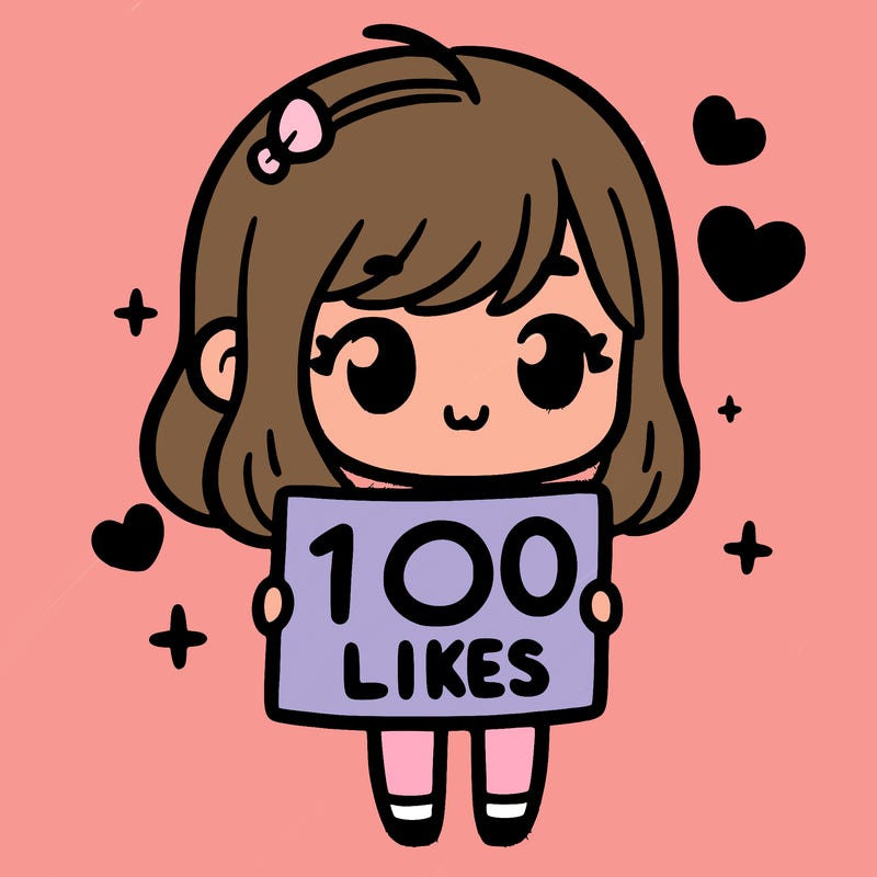 cute girl holding up a sign that says 100 likes