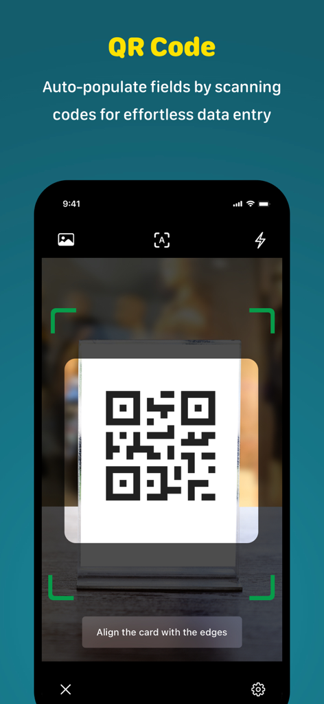 Zoho Forms mobile app interface scanning a QR code to auto-populate form fields
