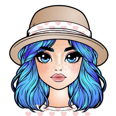 realistic girl with hat