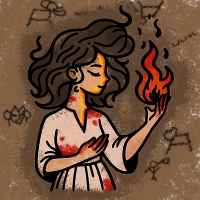 woman with fire