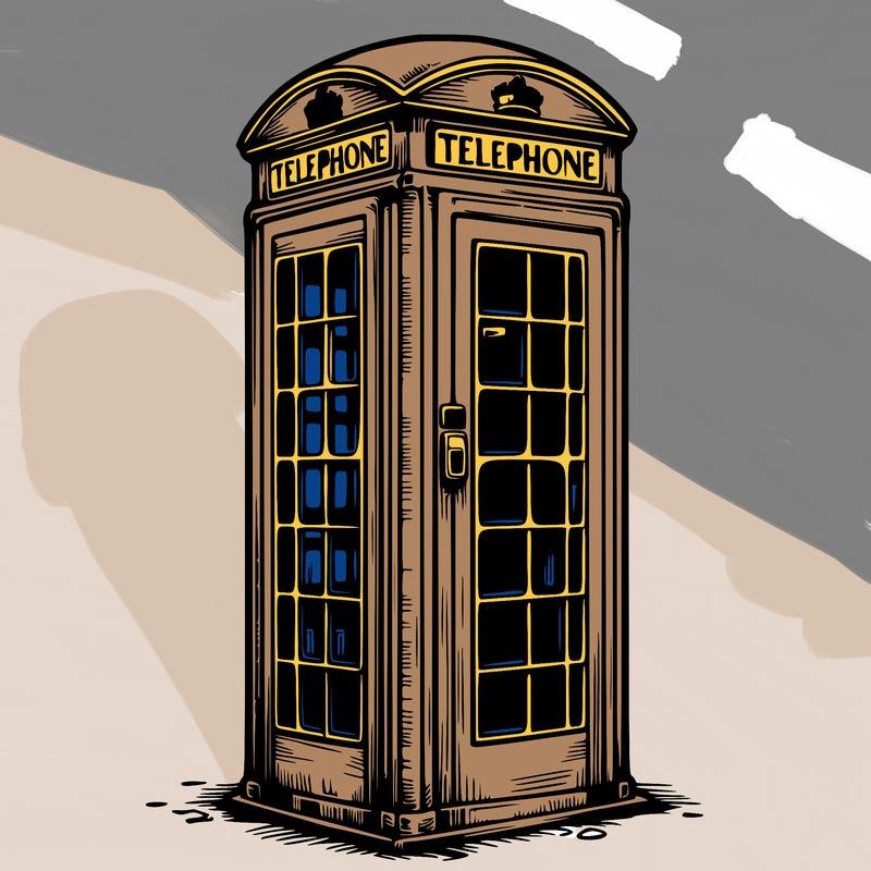 a realistic and detailed old london telephone booth