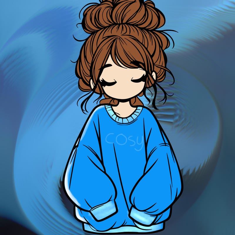 girl with baggy sweatshirt and messy bun