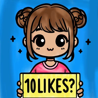 cute girl that is holding a sign that says 10 likes?