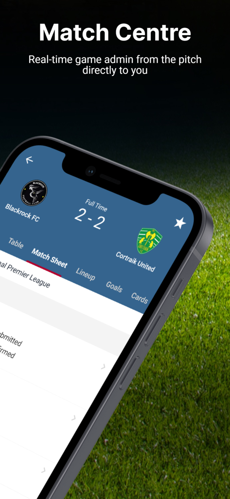 Dribl - Dribl app Match Centre displaying real-time soccer scores and game administration