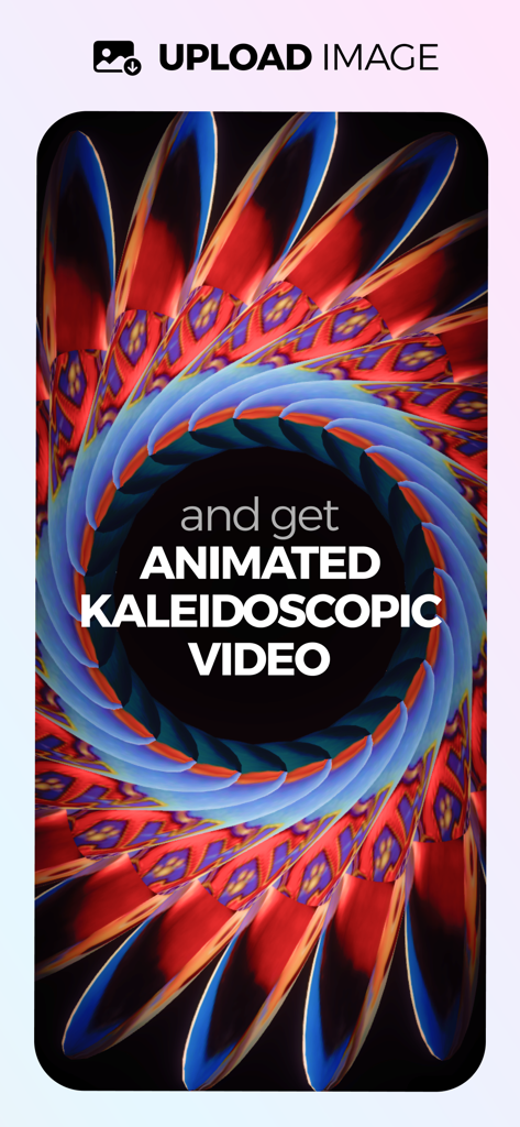 Kaleidoscope of Emotions - Un vivace motivo caleidoscopico circolare generato da un'immagine caricata con il testo video caleidoscopico animato